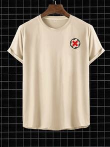 Manfinity RSRT Men Letter And Tropical Graphic Tee - Khaki - View 2
