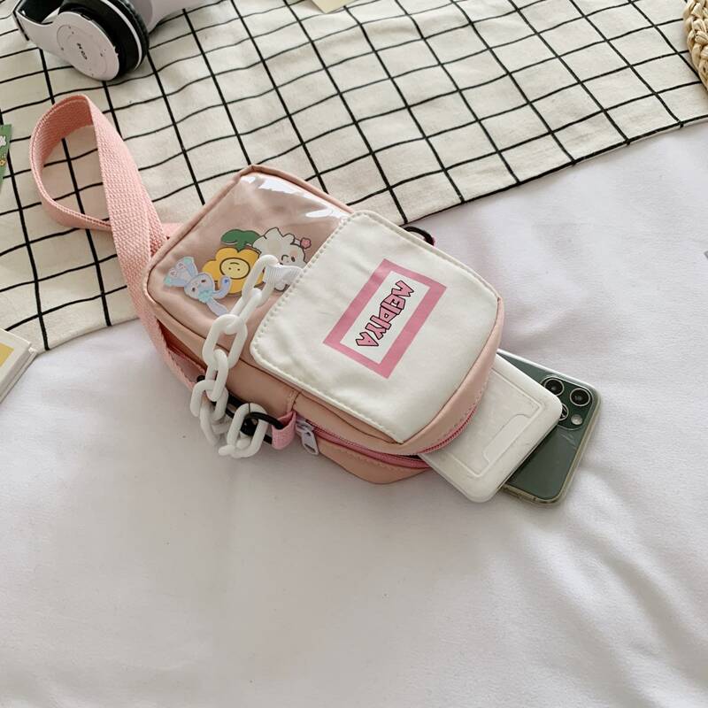 

Cartoon Graphic Crossbody Bag, Pink