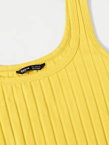 SHEIN Privé Vestido ajustado tejido de canalé - Amarillo - Ver 4