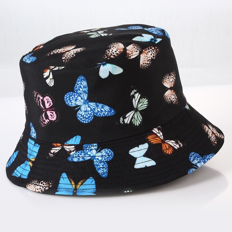 

Butterfly Print Bucket Hat, Black