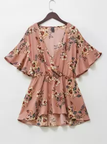 Áo sơ mi Plus Size Xù Viên lá sen Trọn gói Hoa Boho - Bụi hồng - Xem 1