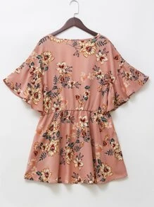 Áo sơ mi Plus Size Xù Viên lá sen Trọn gói Hoa Boho - Bụi hồng - Xem 2