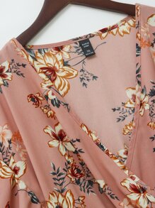 Áo sơ mi Plus Size Xù Viên lá sen Trọn gói Hoa Boho - Bụi hồng - Xem 4