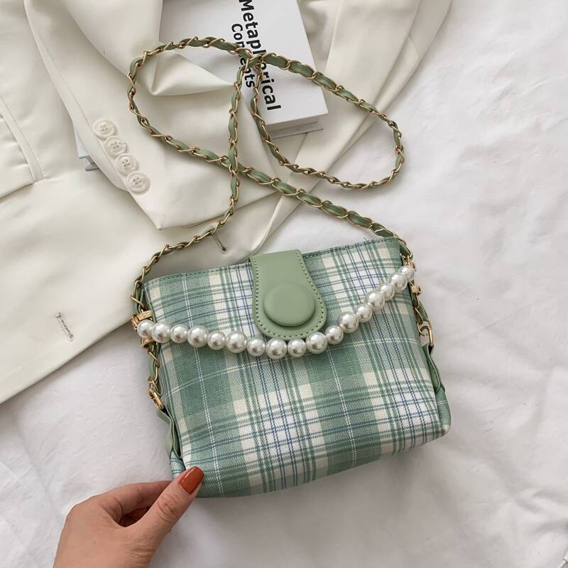 

Plaid Crossbody Bag, Green