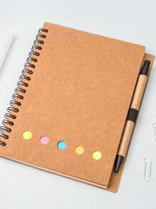 1入組線圈筆記本帶便利貼 - 卡其色 - 查看 2