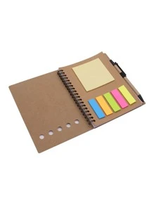 1入組線圈筆記本帶便利貼 - 卡其色 - 查看 5