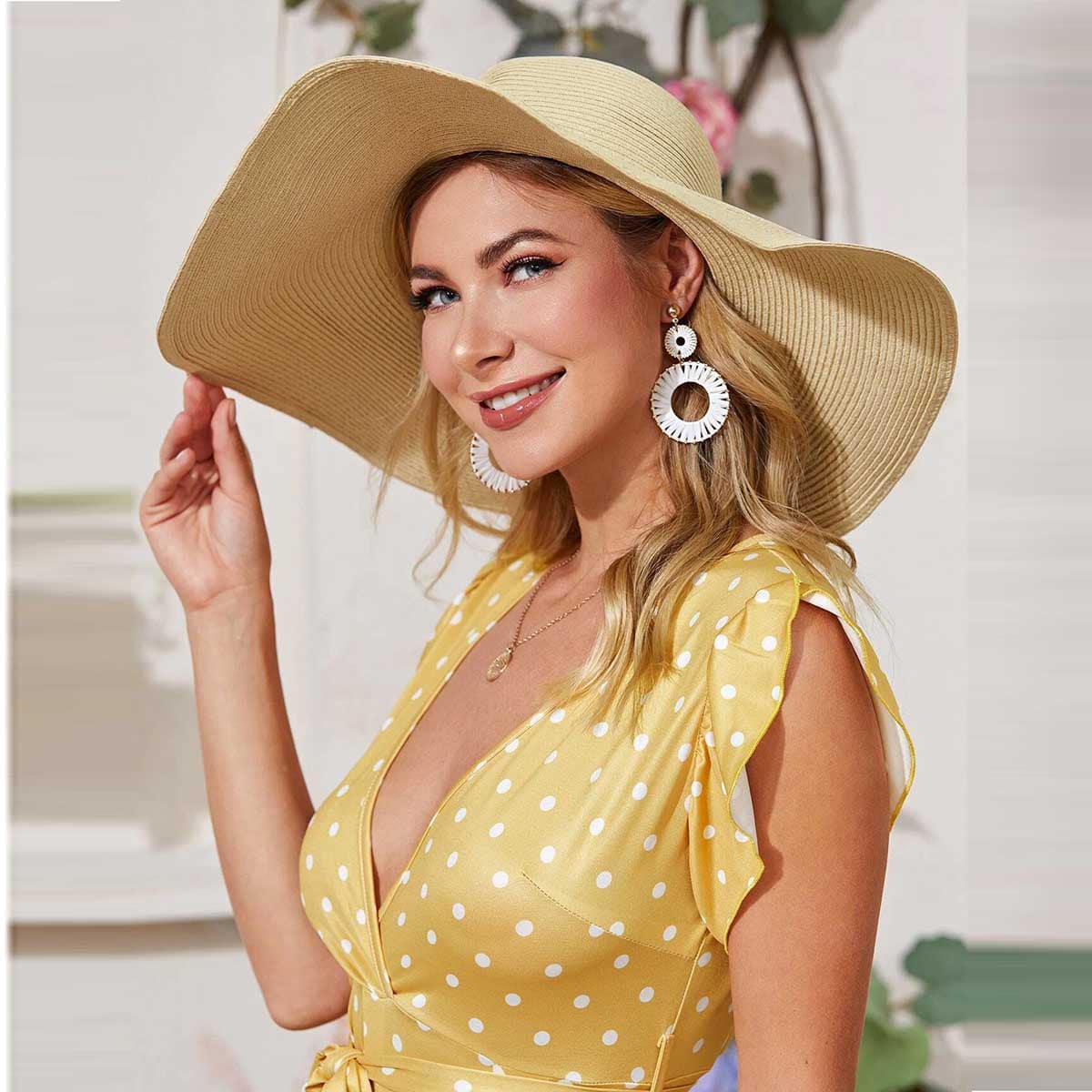 

1pc Simple Straw Hat, Beige
