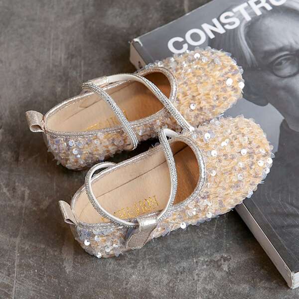 

Toddler Girls Allover Sequin Decor Flats, Gold