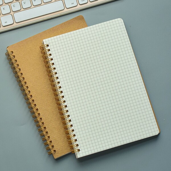 

1pc Plain Cover Spiral Notebook, Khaki