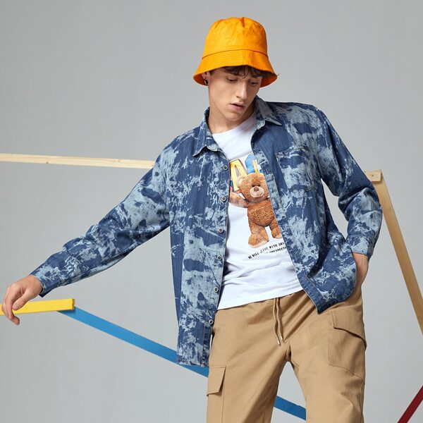 

Men Tie Dye Denim Shirt, Blue
