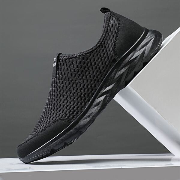 

Letter Graphic Mesh Slip On Sneakers, Black