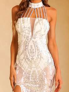 Missord 高衩亮片洋裝 - 白色 - 查看 3