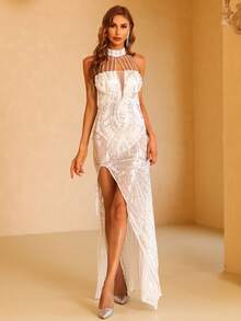 Missord 高衩亮片洋裝 - 白色 - 查看 4