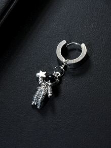 時尚流行1入組式男士宇航員吊式耳環不銹鋼珠寶禮物和時尚外觀 - 銀色 - 查看 2