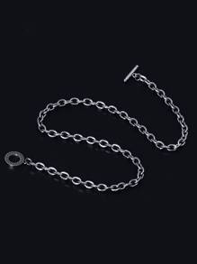 Men Simple Chain Necklace - Silver - View 2