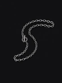 Men Simple Chain Necklace - Silver - View 3