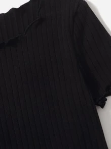 SHEIN Tween Girls 2 Packs Lettuce Trim Tee - Multicolor - View 3