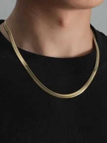 Vòng cổ thời trang và phổ biến dành cho nam giới tối giản bằng thép không gỉ để làm quà tặng trang sức và cho vẻ ngoài sành điệu - Vàng - Xem 1