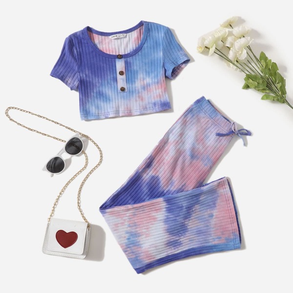 

Girls Tie Dye Tee And Leggings Set, Multicolor