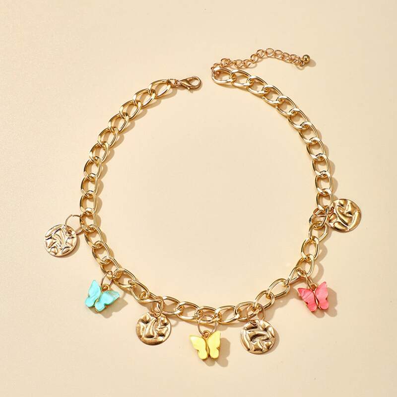 

Butterfly Decor Chain Necklace, Multicolor