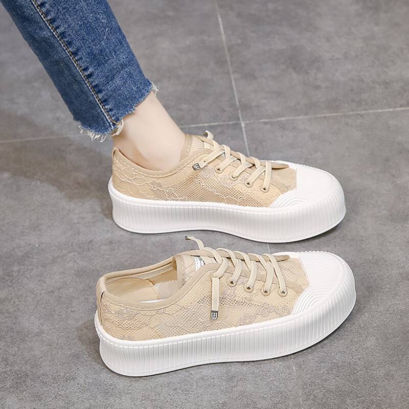 

Flower Pattern Canvas Shoes, Apricot
