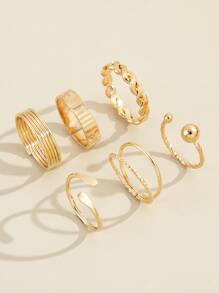 6pcs Round Ball Decor Ring - Yellow Gold - View 2