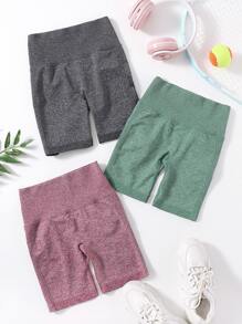 Yoga Basic 3入組雜色針織運動短褲套裝 - 彩色 - 查看 2