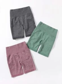 Yoga Basic 3入組雜色針織運動短褲套裝 - 彩色 - 查看 4