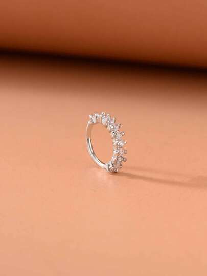 قطعة واحدة من حلقة الأنف بتصميم الألفية الأنيق Y2K مرصعة بحجر الوردي الفاتح للنساء كزينة للوخز