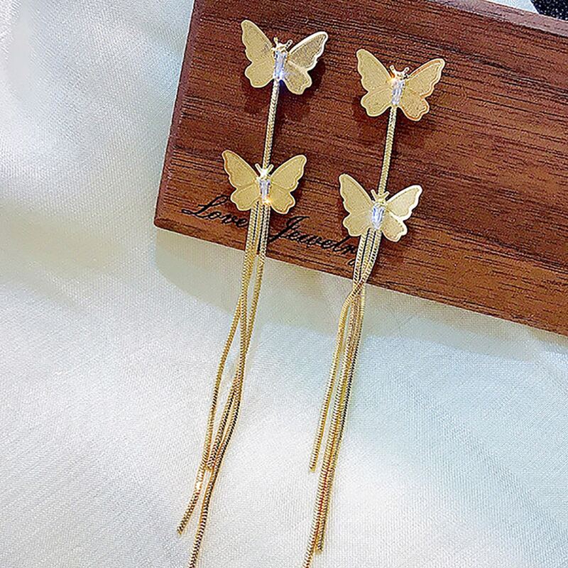 

Butterfly Drop Earrings, Gold