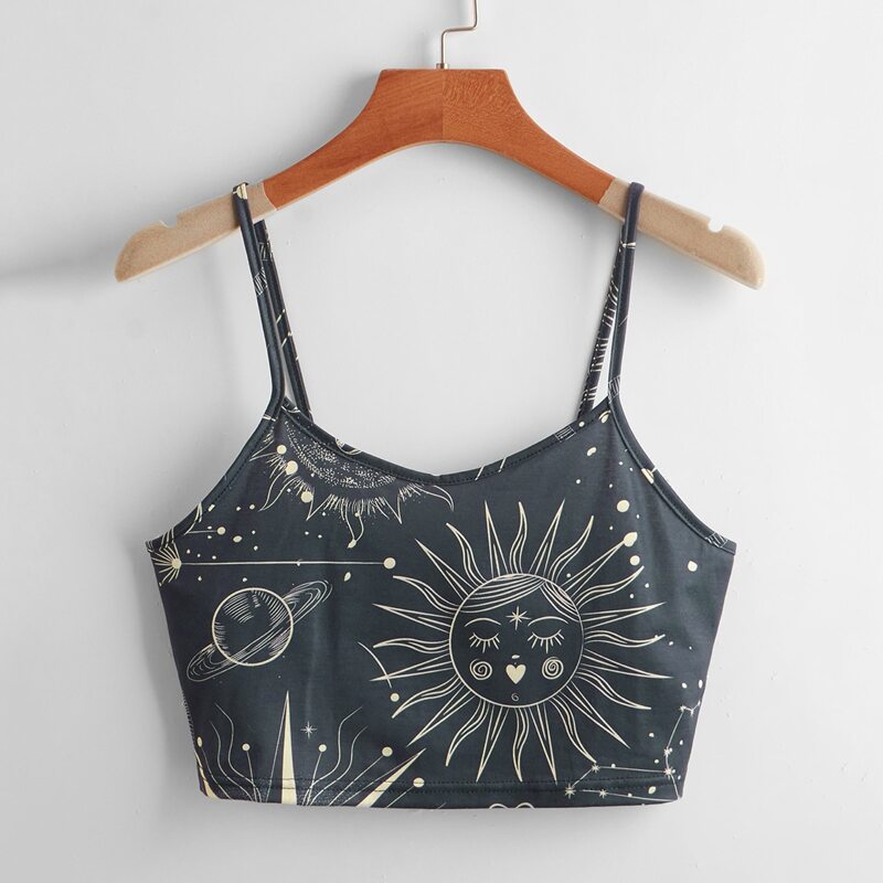 

Sun Graphic Crop Cami, Dark grey