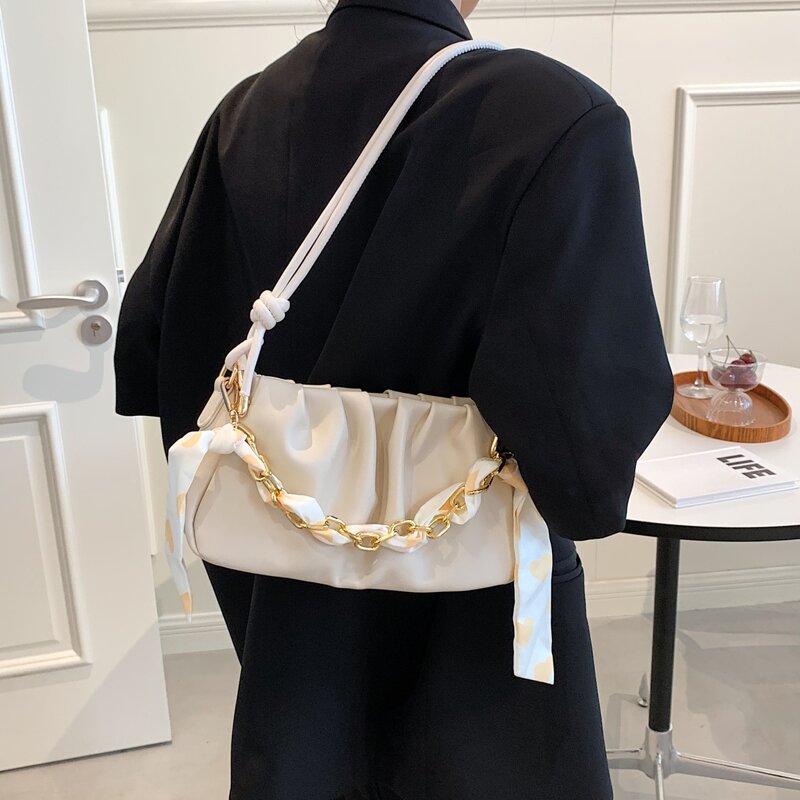 

Ruched Shoulder Bag, Beige