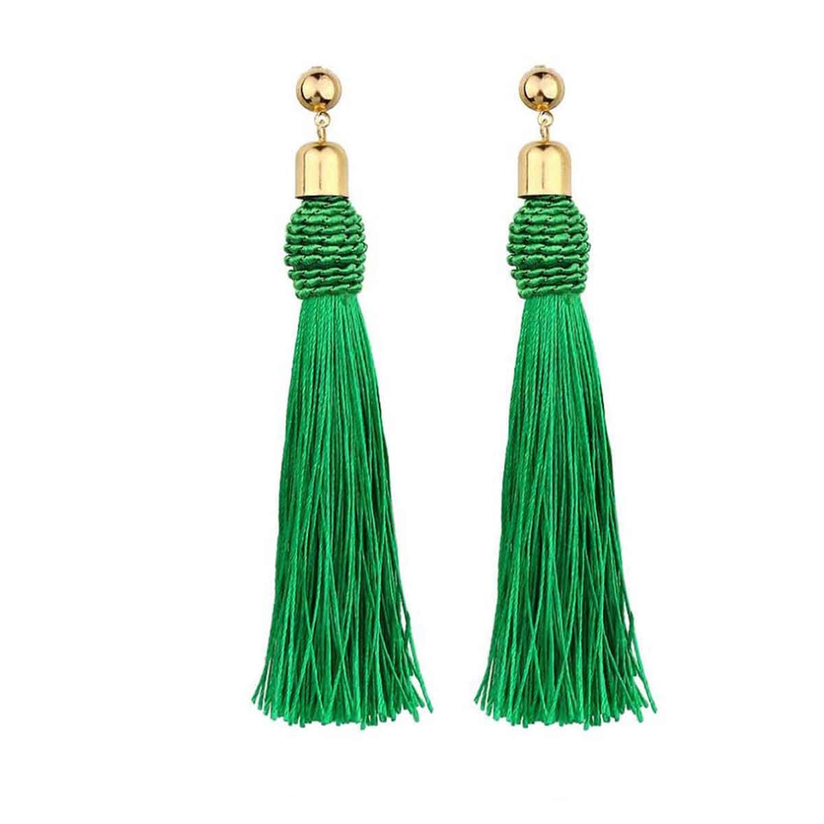 

Tassel Charm Earrings, Green