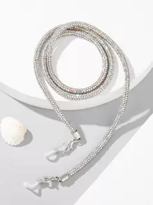 1pc Crystal & Rhinestone Beaded Shiny Metallic Eyeglass Chain, Perfect For Party And Runway Outfits Glasses Accessories For Women - White - View 3