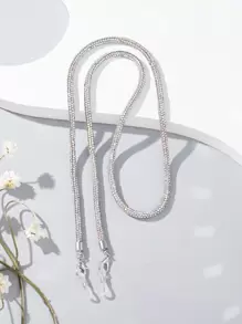 1pc Crystal & Rhinestone Beaded Shiny Metallic Eyeglass Chain, Perfect For Party And Runway Outfits Glasses Accessories For Women - White - View 4