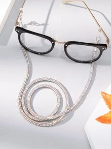 1pc Crystal & Rhinestone Beaded Shiny Metallic Eyeglass Chain, Perfect For Party And Runway Outfits Glasses Accessories For Women - White - View 5
