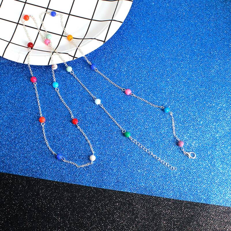 

Colorful Bead Waist Chain, Silver