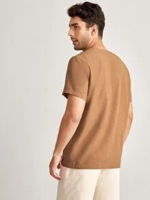 Manfinity NXTstreet 男士素色西裝領和下擺上衣 - 卡其色 - 查看 2