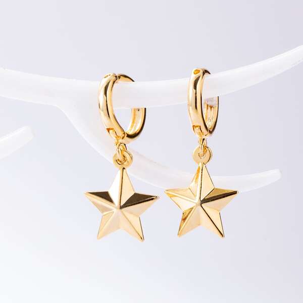 

18K Gold Plated Star Drop Earrings