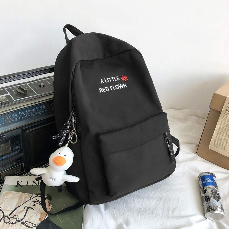 

Letter Graphic Pocket Front Backpack, Black