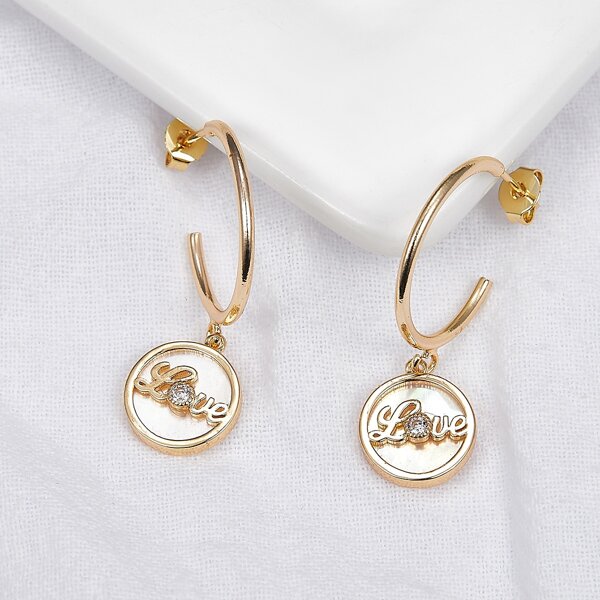 

14K Gold Plated Round Drop Earrings