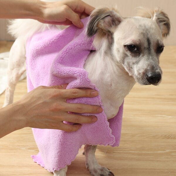 

1pc Plain Pet Bath Towel, Purple