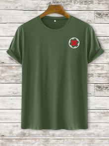 Manfinity RSRT Men Letter And Tropical Graphic Tee - Army Green - View 2