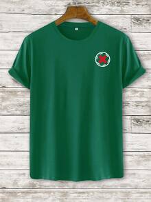 Manfinity RSRT Men Letter And Tropical Graphic Tee - Dark Green - View 2
