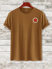 Manfinity RSRT Men Letter And Tropical Graphic Tee - Camel - View 2