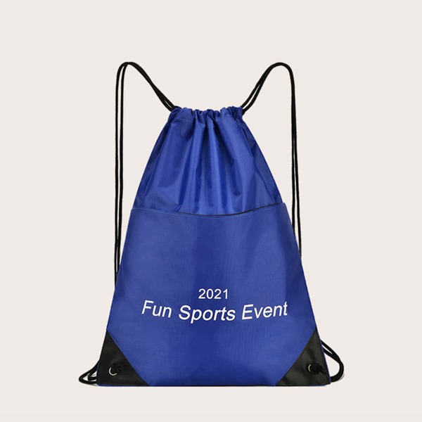 

Men Letter Graphic Drawstring Backpack, Blue