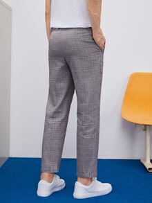 Manfinity Men Plaid Print Slant Pocket Pants