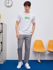 Manfinity Men Plaid Print Slant Pocket Pants