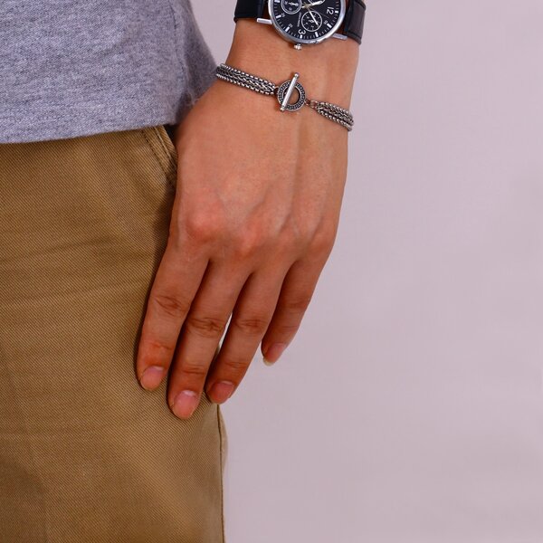

Men OT Buckle Bracelet, Silver