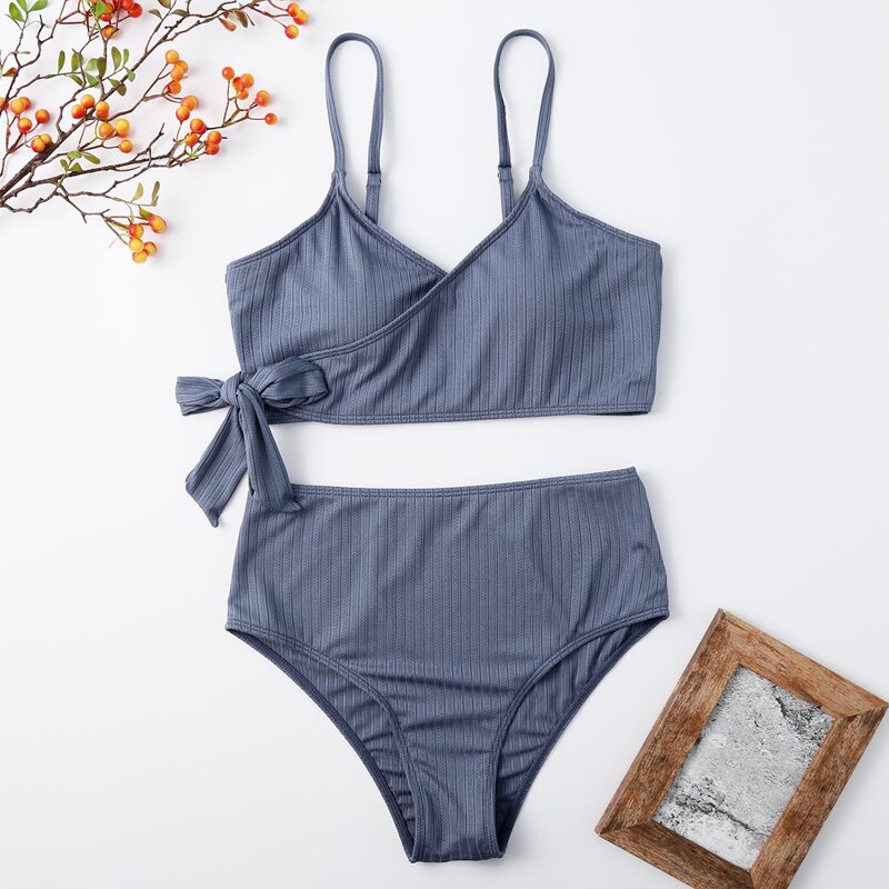 

Solid Knot Bikini Swimsuit, Blue